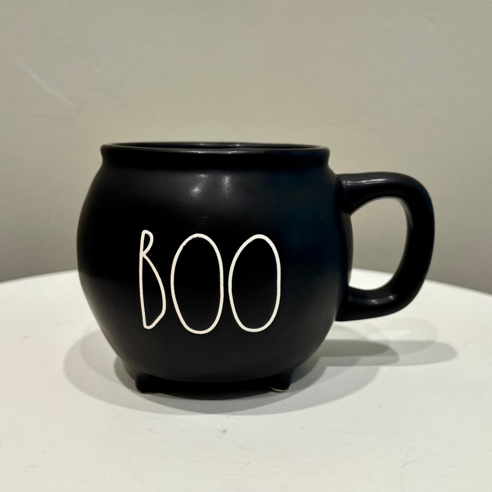 Rae Dunn BOO Halloween Cauldron Mug in Black